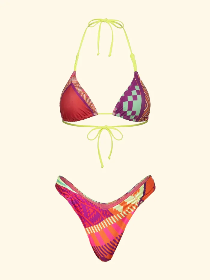 COSTUME DONNA EFFEK TRIANGOLO COLORI ACCESI LACCETTI GIALLO FLUO - immagine 10