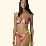 COSTUME DONNA EFFEK A DUE PEZZI DELLA STAGIONE ESTATE 2026. TOP/FASCIA CON IMBOTTITURA ESTRAIBILE E BRETELLINA REGOLABILE. COLORI ACCESI CON LACCETTI GIALLO FLUO