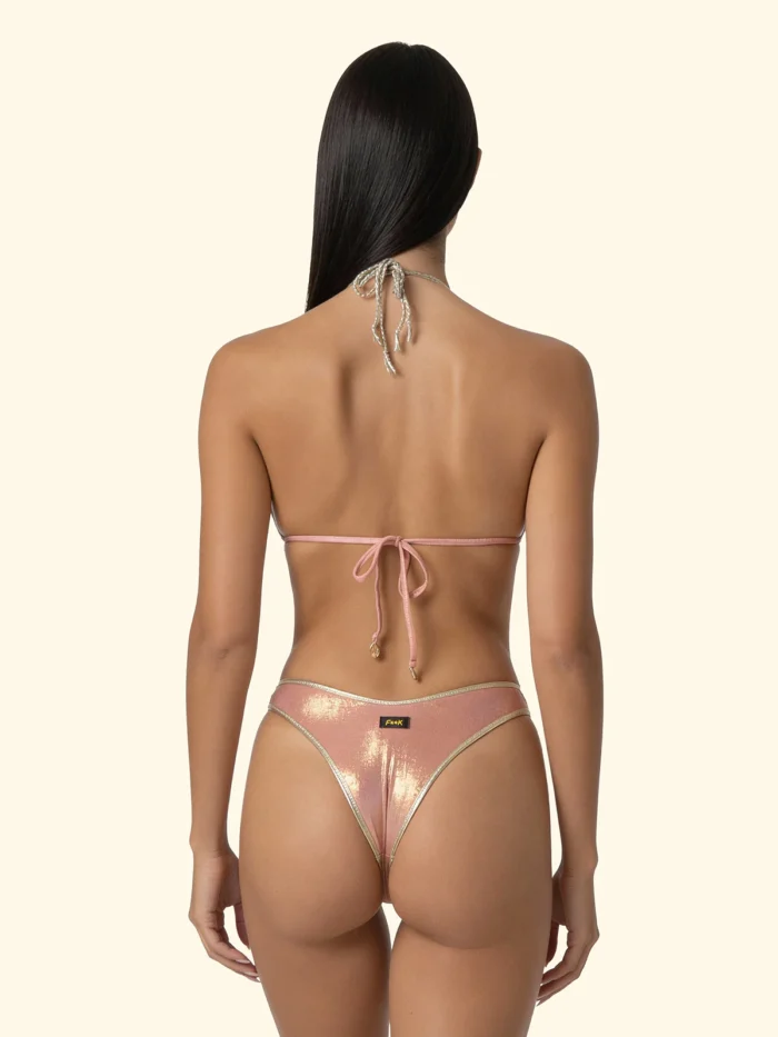 COSTUME DONNA EFFEK TRIANGOLO TESSUTO LAMINATO VERDE ACQUA, ROSA E LILLA - immagine 2