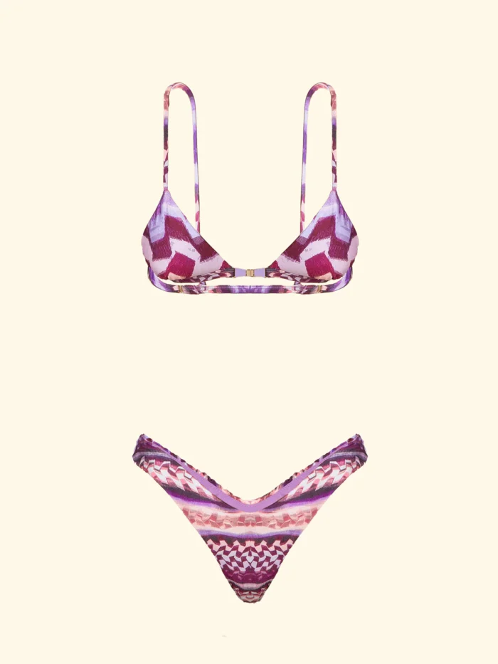 COSTUME DONNA EFFEK TRIANGOLO CON DETTAGLIO "FIOCCO" IN METALLO TRA LE COPPE FANTASIA NEI COLORI DEL LILLA, ROSA E BORDEAUX - immagine 10