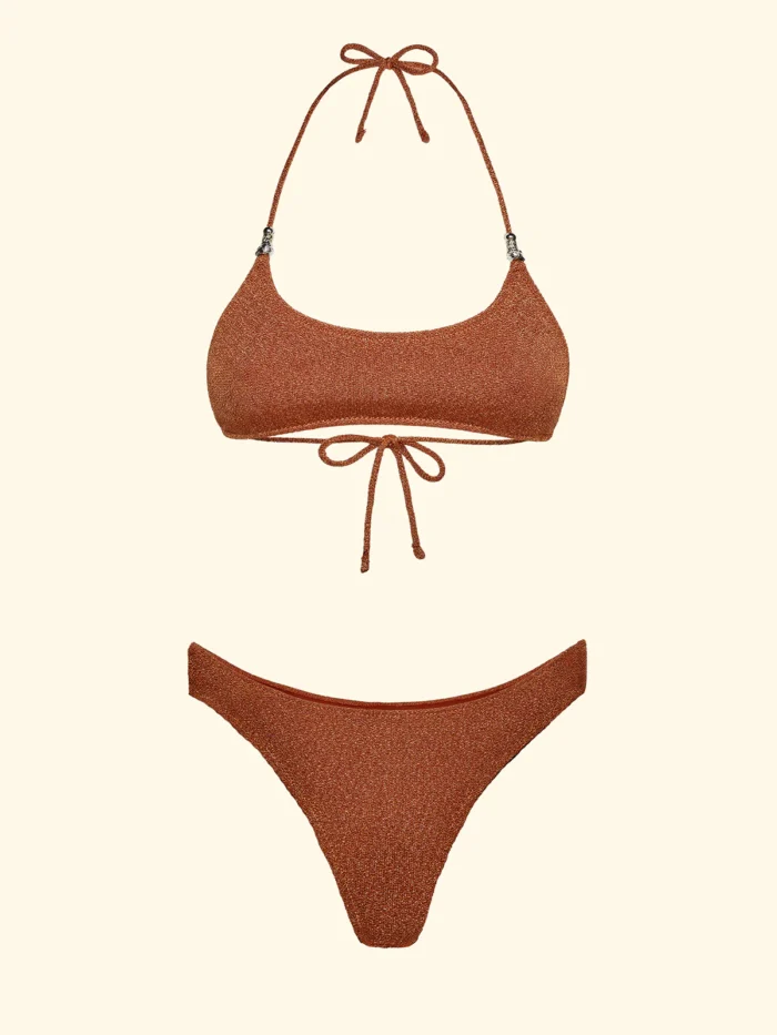 COSTUME DONNA EFFEK TOP E COULOTTE IN LUREX ARANCIONE - immagine 10