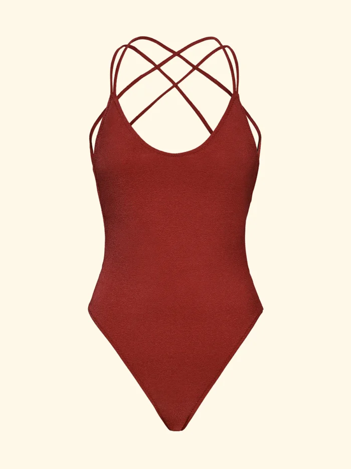 COSTUME DONNA EFFEK INTERO COLOR RUGGINE CON INCROCIO SULLA SCHIENA - immagine 3