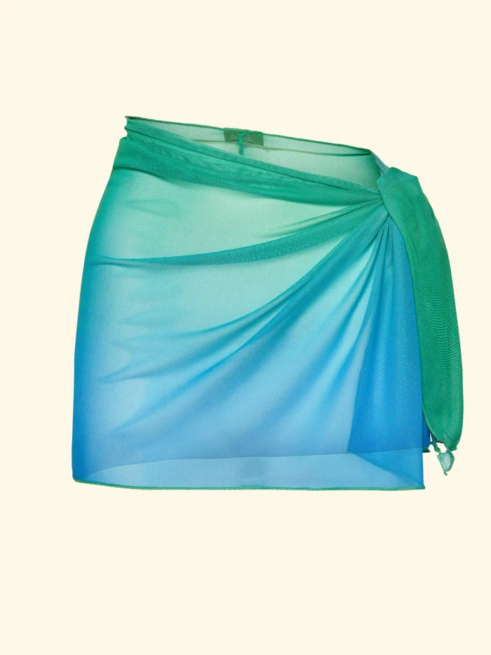 PAREO IN TULLE DONNA EFFEK SFUMATO VERDE ACQUA E AZZURRO - immagine 3