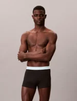 CONFEZIONE 3 BOXER UOMO CALVIN KLEIN COTONE ELASTICIZZATO NERO CON ELASTICO COLORATO ROSA, VERDE ACQUA E NERO - immagine 2