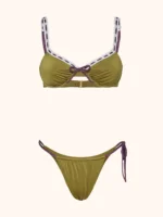 COSTUME ME FUI BALCONCINO VERDE MILITARE CON PASSAMANERIA BIANCA E NASTRINO LUREX VIOLA - immagine 4