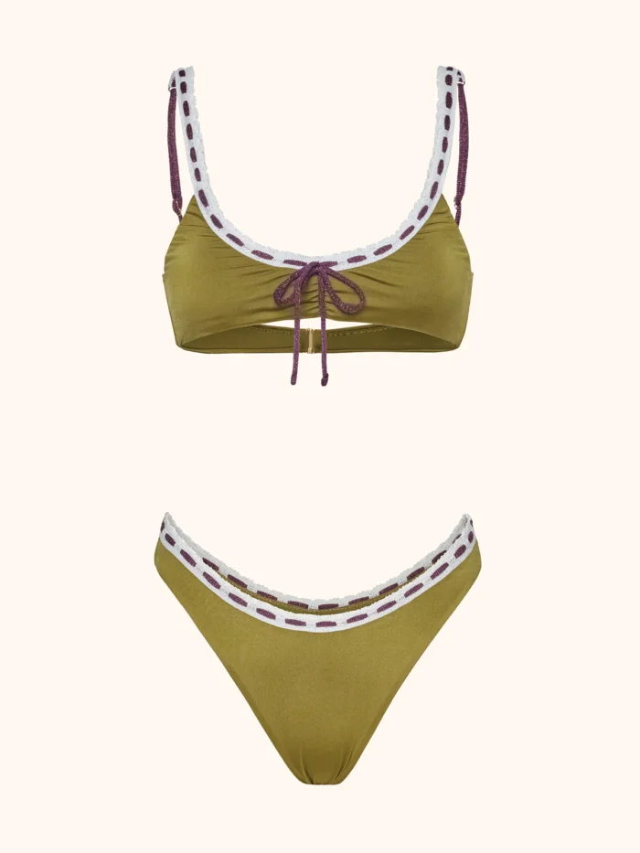 COSTUME DONNA ME FUI BRASSIERE VERDE MILITARE CON PASSAMANERIA - immagine 2