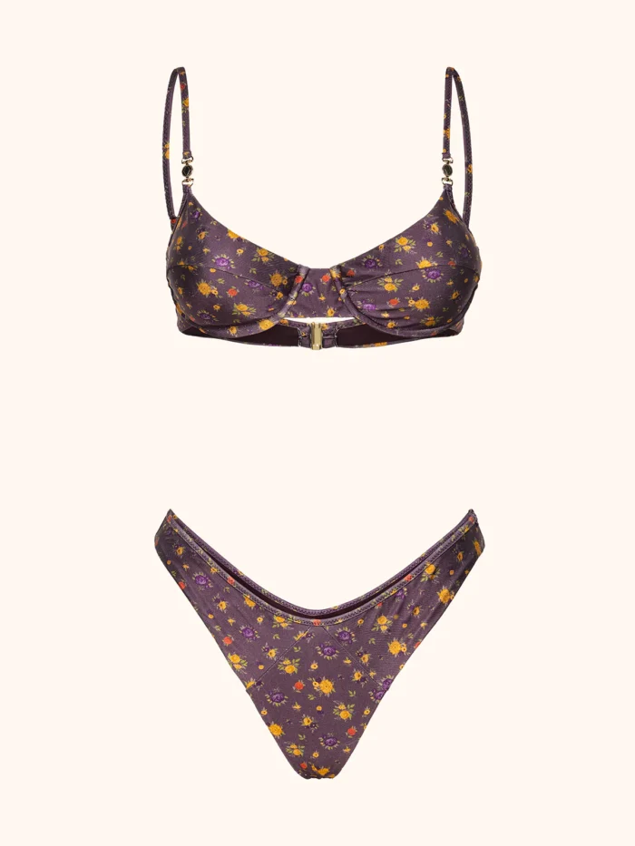 COSTUME DONNA ME FUI BALCONCINO VIOLA CON FIORELLINI - immagine 2