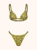 COSTUME DONNA ME FUI TRIANGOLO CON CLASSICA BRETELLA ARRICCIATA VERDE CON FIORELLINI - immagine 3