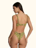 COSTUME DONNA ME FUI BRASSIERE CLASSICA BRETELLINA ARRICCIATA VERDE CON FIORELLINI - immagine 3