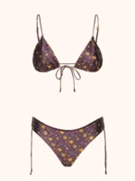 COSTUME DONNA ME FUI TRIANGOLO CON ALLACCIO TRA LE COPPE E SLIP VIOLA CON FIORELLINI - immagine 3