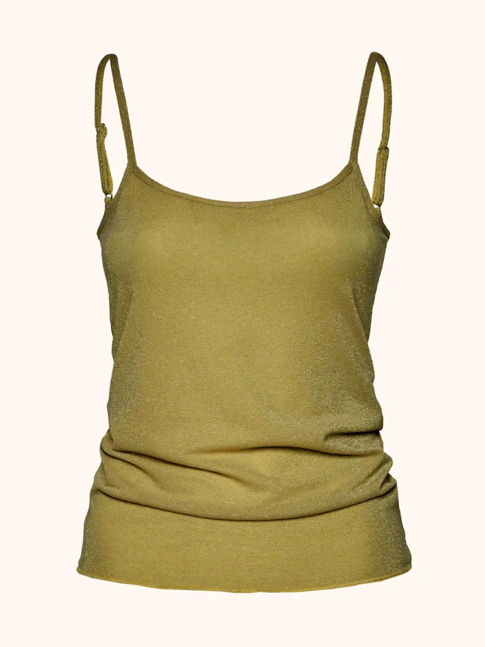 CANOTTA ME FUI IN LUREX VERDE MILITARE CON BRETELLINA REGOLABILE - immagine 3