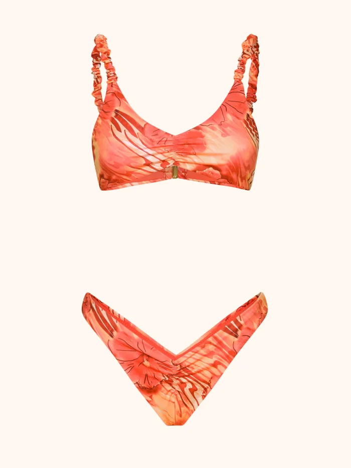 COSTUME DONNA ME FUI TOP CON BRETELLINA ARRICCIATA ARANCIO CON FANTASIA - immagine 7