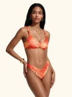 COSTUME DONNA ME FUI TOP CON BRETELLINA ARRICCIATA ARANCIO CON FANTASIA - immagine 2