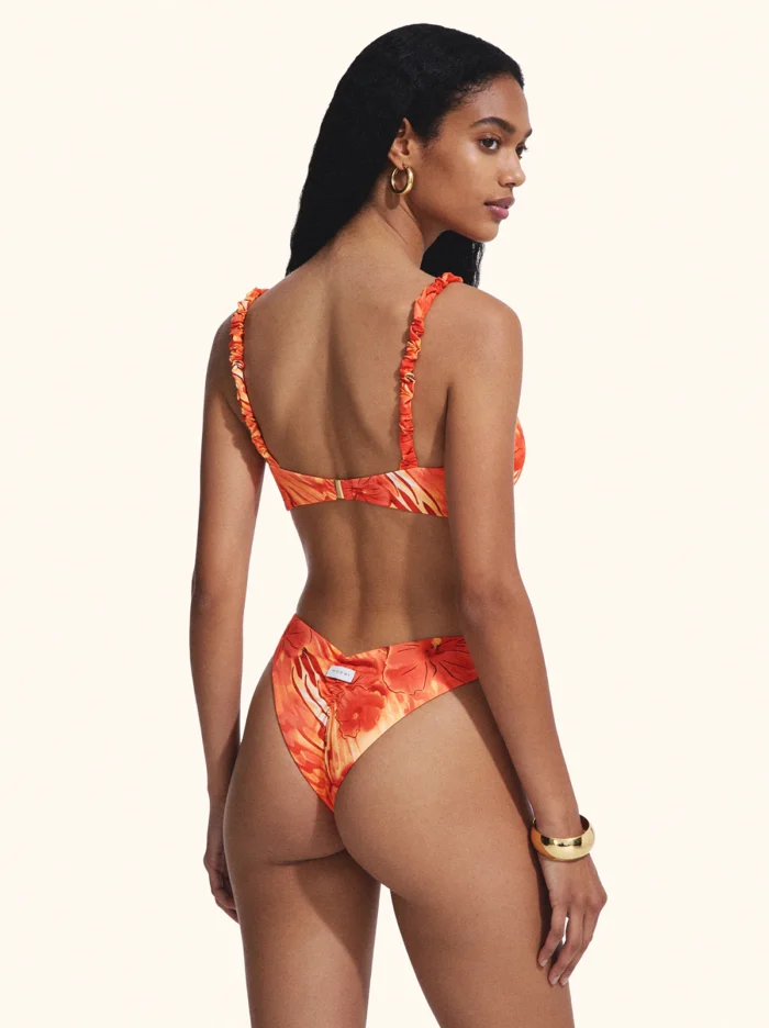 COSTUME DONNA ME FUI TOP CON BRETELLINA ARRICCIATA ARANCIO CON FANTASIA - immagine 3