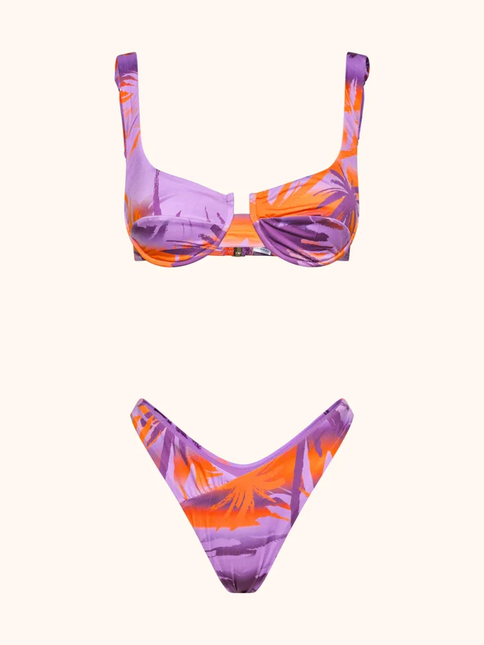COSTUME DONNA ME FUI A BALCONCINO CON FERRETTO BASE LILLA FANTASIA VIOLA E ARANCIO - immagine 3
