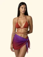 PAREO IN TULLE EFFEK DELLA STAGIONE ESTATE 2026 NEI COLORI SFUMATI VIOLA E BRUCIATO