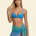 PAREO IN TULLE DONNA EFFEK SFUMATO VERDE ACQUA E AZZURRO