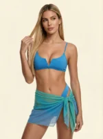 PAREO IN TULLE DONNA EFFEK SFUMATO VERDE ACQUA E AZZURRO