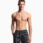 COSTUME UOMO EMPORIO ARMANI A PANTALONCINO DELLA COLLEZIONE ESTATE 2026. COLORE NERO CON LOGO GRIGIO