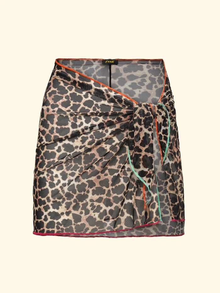 PAREO EFFEK IN TULLE LEOPARDATO CON PROFILI COLORATI - immagine 3