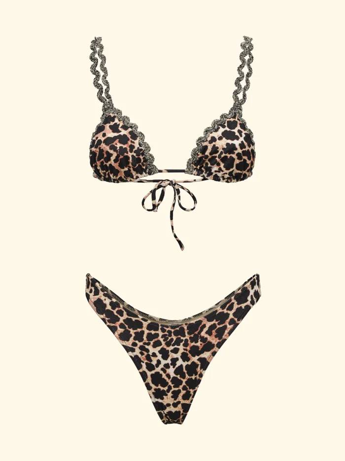 COSTUME DONNA EFFEK A TRIANGOLO LEOPARDATO CON BRETELLINE IN PASSAMANERIA - immagine 3