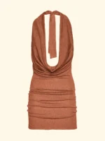 ABITO CORTO DONNA EFFEK IN LUREX ARANCIO CON PROFONDO SCOLLO SUL DAVANTI E SULLA SCHIENA - immagine 4