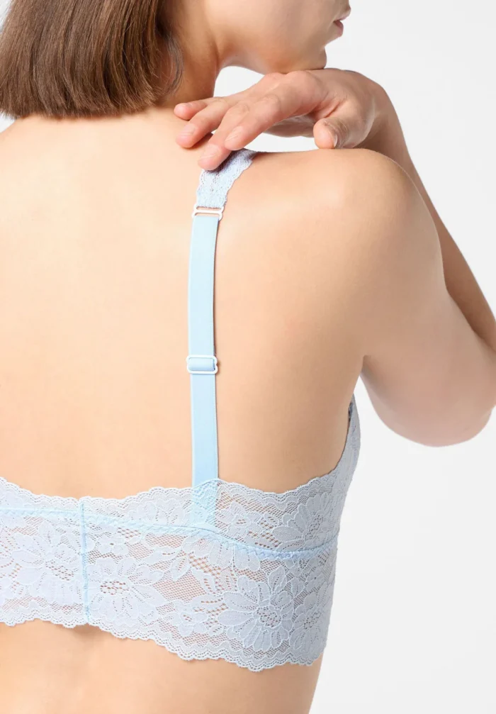 TOP BRALETTE IN PIZZO OROBLU COLOR AZZURRINO, NERA E BIANCA NON IMBOTTITA - immagine 2