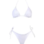 COSTUME DONNA MATINEE A DUE PEZZI DELLA STAGIONE ESTATE 2026. TRIANGOLO KATE IN LYCRA LUCIDA BIANCA