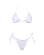 COSTUME DONNA MATINEE A DUE PEZZI DELLA STAGIONE ESTATE 2026. TRIANGOLO KATE IN LYCRA LUCIDA BIANCA