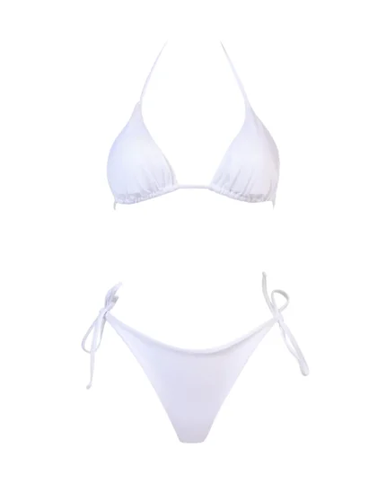 COSTUME DONNA MATINEE A DUE PEZZI DELLA STAGIONE ESTATE 2026. TRIANGOLO KATE IN LYCRA LUCIDA BIANCA