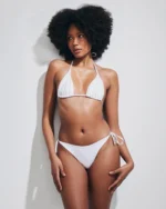 COSTUME MATINEE TRIANGOLO KATE LYCRA LUCIDA BIANCA - immagine 2