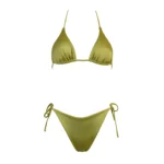 COSTUME DONNA MATINEE A DUE PEZZI DELLA STAGIONE ESTATE 2026. TRIANGOLO KATE IN LYCRA LUCIDA VERDE
