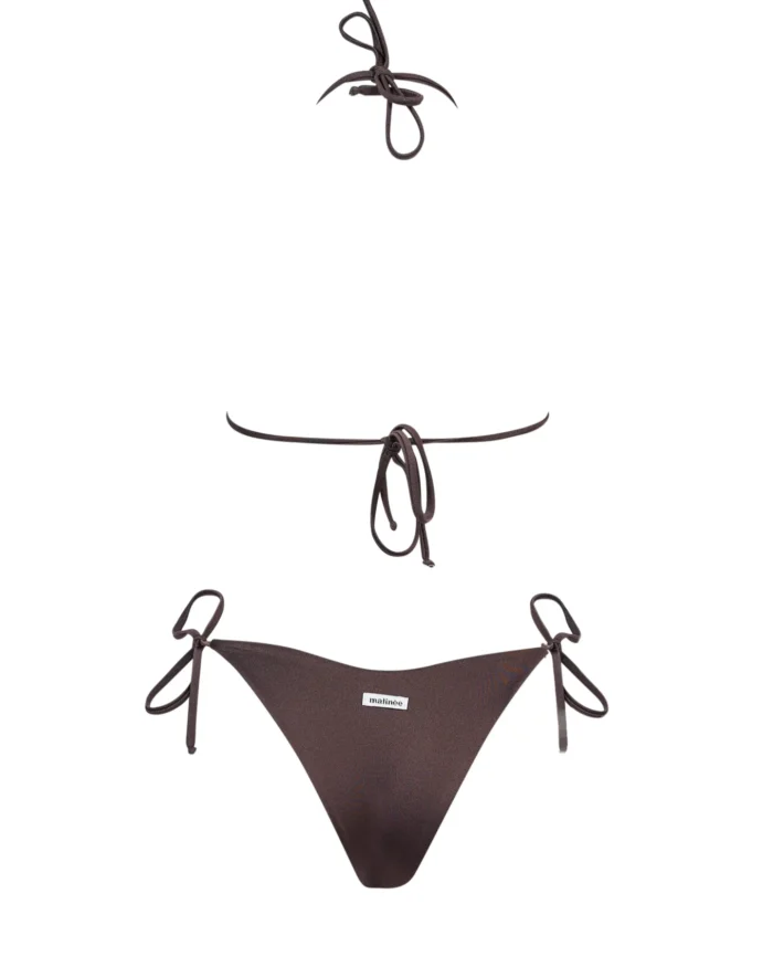 COSTUME DONNA MATINEE TRIANGOLO KATE LYCRA LUCIDA MARRONE - immagine 4