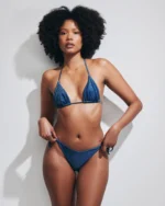 COSTUME DONNA MATINEE TRIANGOLO IN TESSUTO LUREX COLOR BLU - immagine 2