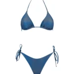 COSTUME DONNA MATINEE A DUE PEZZI DELLA STAGIONE ESTATE 2026. TRIANGOLO IN TESSUTO LUREX NEL COLORE BLU