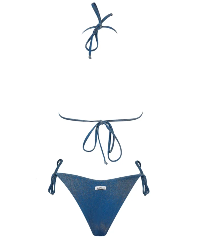 COSTUME DONNA MATINEE TRIANGOLO IN TESSUTO LUREX COLOR BLU - immagine 4