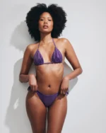 COSTUME DONNA MATINEE A TRIANGOLO IN TESSUTO LUREX COLOR VIOLA - immagine 2