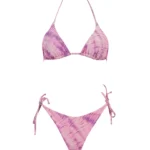 COSTUME DONNA MATINEE A DUE PEZZI DELLA STAGIONE ESTATE 2026. TRIANGOLO IN TESSUTO LUREX NEL COLORE TIE DYE ROSA