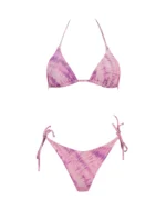 COSTUME DONNA MATINEE A DUE PEZZI DELLA STAGIONE ESTATE 2026. TRIANGOLO IN TESSUTO LUREX NEL COLORE TIE DYE ROSA