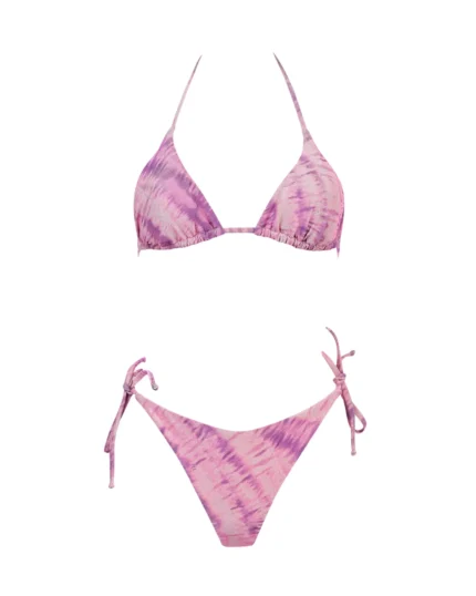 COSTUME DONNA MATINEE A DUE PEZZI DELLA STAGIONE ESTATE 2026. TRIANGOLO IN TESSUTO LUREX NEL COLORE TIE DYE ROSA