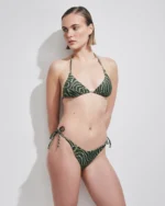 COSTUME DONNA MATINEE TRIANGOLO IN TESSUTO LUREX IN FANTASIA ZEBRATA VERDE - immagine 2