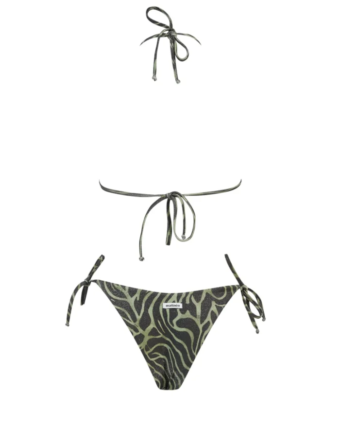 COSTUME DONNA MATINEE TRIANGOLO IN TESSUTO LUREX IN FANTASIA ZEBRATA VERDE - immagine 4