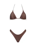 COSTUME DONNA MATINEE A DUE PEZZI DELLA STAGIONE ESTATE 2026. TRIANGOLO KATE A COSTINE IN LUREX COLOR MARRONE