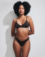 COSTUME DONNA MATINEE TOP LYCRA LUCIDA MARRONE - immagine 2