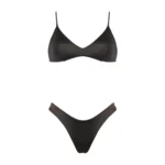 COSTUME DONNA MATINEE A DUE PEZZI DELLA STAGIONE ESTATE 2026. TOP CON IMBOTTITURA ESTRAIBILE LYCRA LUCIDA COLOR MARRONE