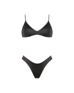 COSTUME DONNA MATINEE A DUE PEZZI DELLA STAGIONE ESTATE 2026. TOP CON IMBOTTITURA ESTRAIBILE LYCRA LUCIDA COLOR MARRONE