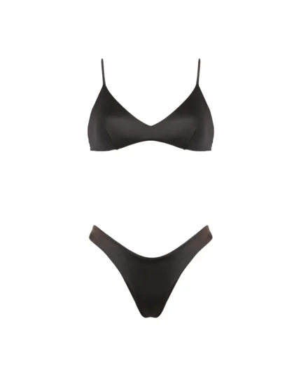 COSTUME DONNA MATINEE A DUE PEZZI DELLA STAGIONE ESTATE 2026. TOP CON IMBOTTITURA ESTRAIBILE LYCRA LUCIDA COLOR MARRONE