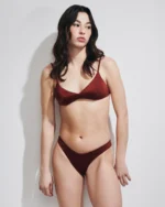 COSTUME DONNA MATINEE TOP IN LYCRA LUCIDA COLOR VINO - immagine 2