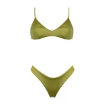 COSTUME DONNA MATINEE A DUE PEZZI DELLA STAGIONE ESTATE 2026. TOP CON IMBOTTITURA ESTRAIBILE LYCRA LUCIDA COLOR VERDE