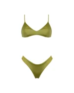 COSTUME DONNA MATINEE A DUE PEZZI DELLA STAGIONE ESTATE 2026. TOP CON IMBOTTITURA ESTRAIBILE LYCRA LUCIDA COLOR VERDE